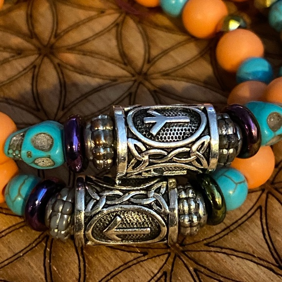 Handmade Aztec Runes matching bracelet set - Picture 3 of 6